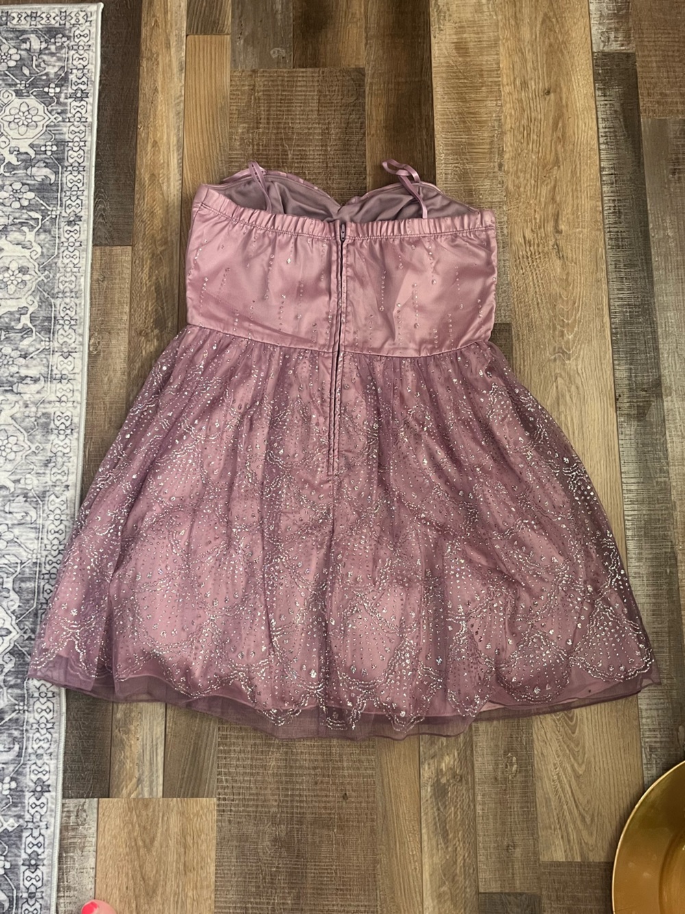 Trixxi Mauve Sparkle Strapless Prom Dress - Picture 2 of 3